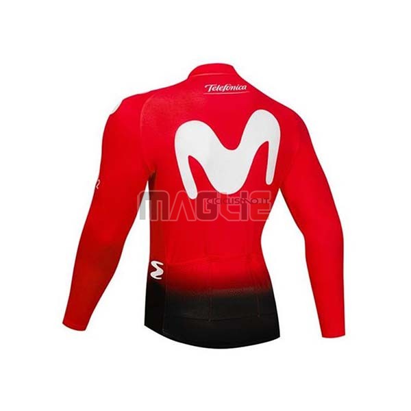 Maglia Movistar Manica Lunga 2020 Rosso Bianco